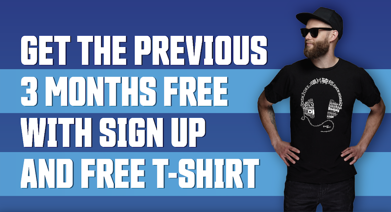 get the previous 3 months free plus a free t-shirt with sign-up