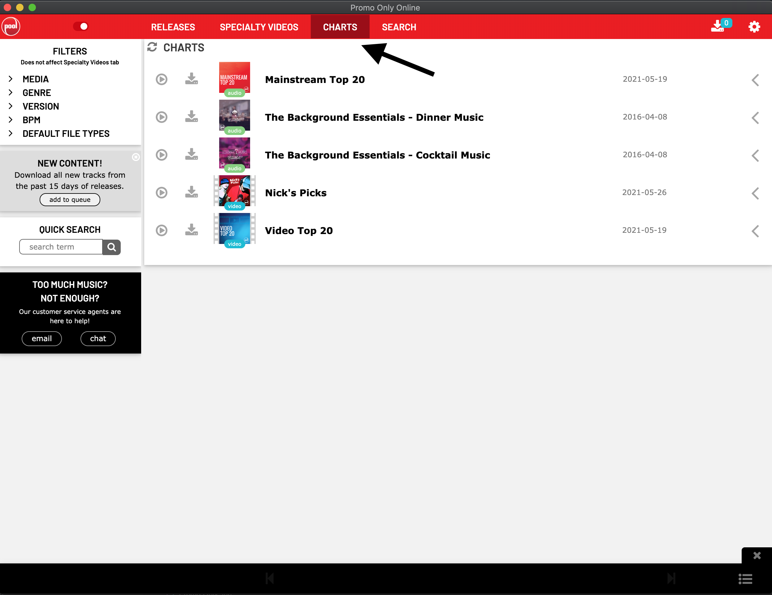Promo Only How to locate Nick's Picks inside POOL